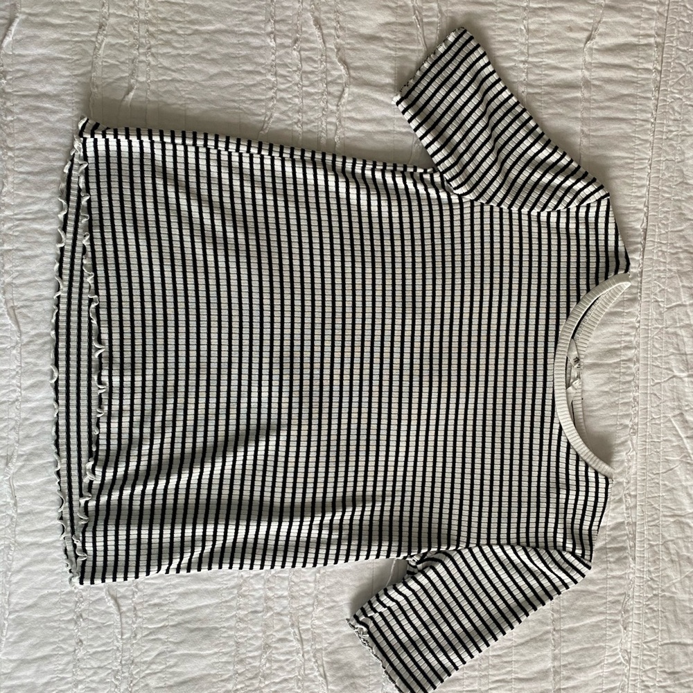 Black/white stripped top with ruffle detailing